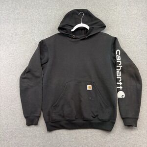 Carhartt Hoodie Men's Small Black K288 Loose Fit Midweight Workwear Outdoor